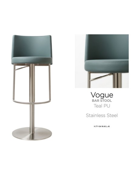Vogue Barstool - Stainless Steel/Teal PU