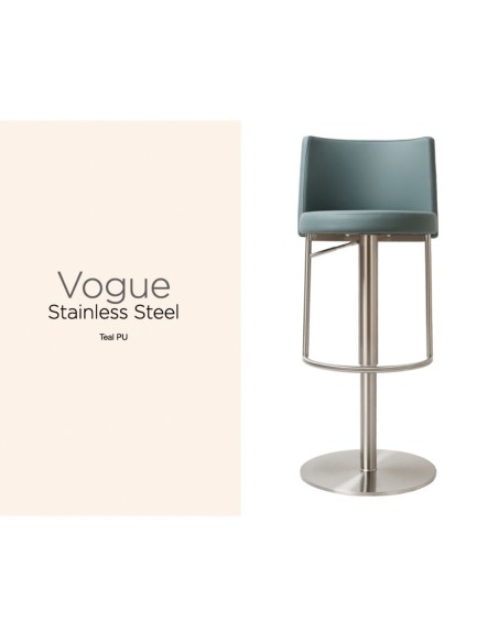 Vogue Barstool - Stainless Steel/Teal PU