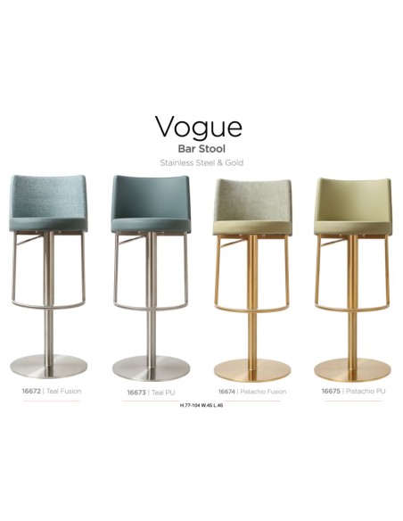 Vogue Barstool - Stainless Steel/Teal PU