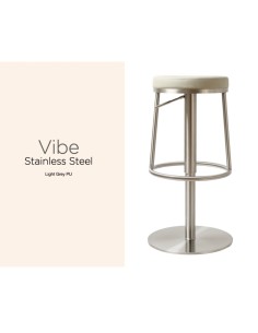 Vibe Barstool - Stainless Steel/Light Grey PU 2