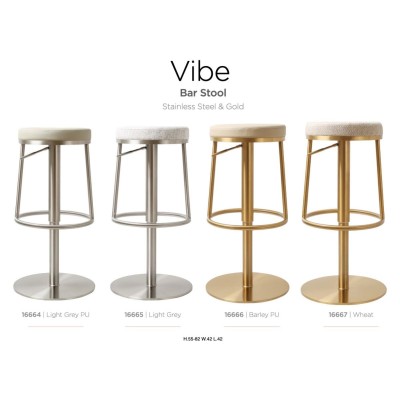 Vibe Barstool - Stainless Steel/Light Grey PU