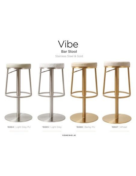 Vibe Barstool - Stainless Steel/Light Grey PU