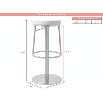 Vibe Barstool - Stainless Steel/Light Grey PU