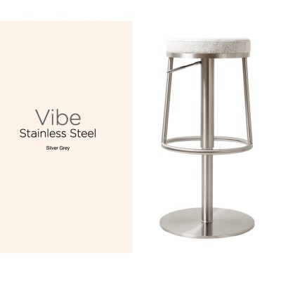 Vibe Barstool - Stainless Steel/Silver Grey