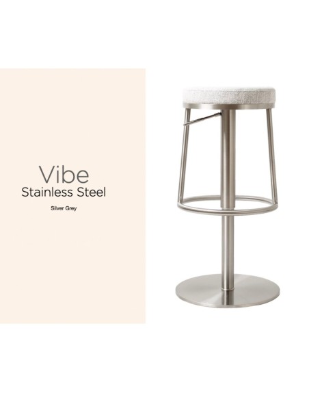 Vibe Barstool - Stainless Steel/Silver Grey