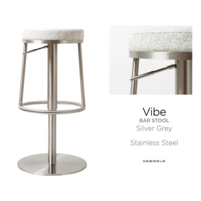 Vibe Barstool - Stainless Steel/Silver Grey