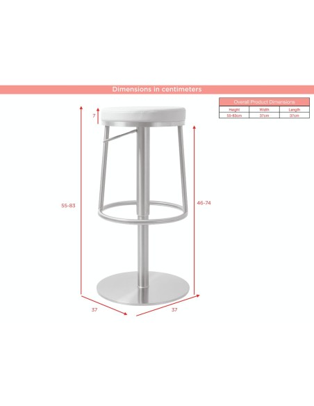 Vibe Barstool - Stainless Steel/Silver Grey