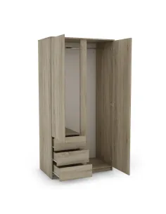 Bergen 2 Door 3 Drawer Wardrobe - Sonoma Oak 2