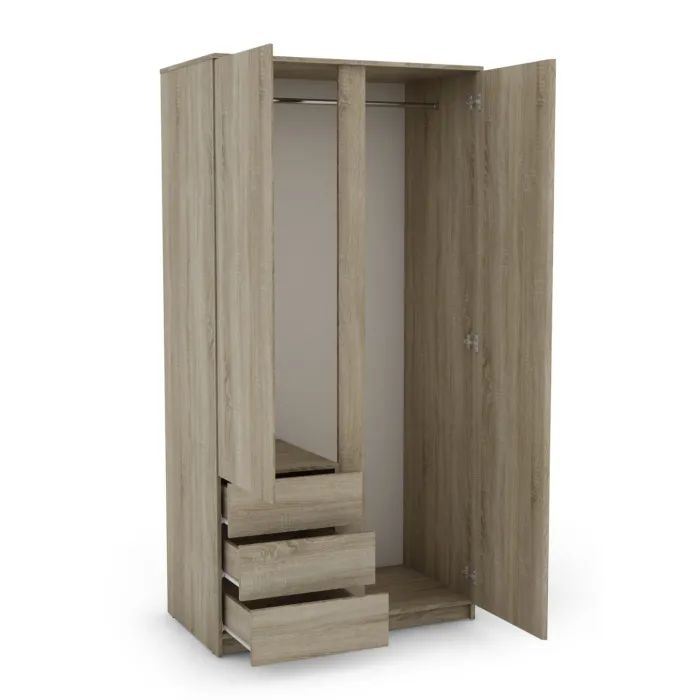 Bergen 2 Door 3 Drawer Wardrobe - Sonoma Oak