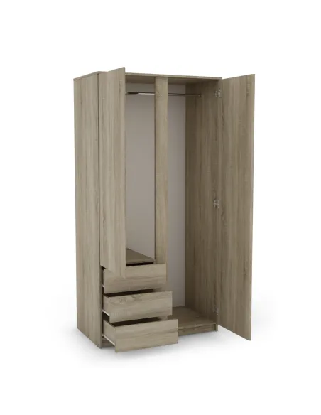 Bergen 2 Door 3 Drawer Wardrobe - Sonoma Oak