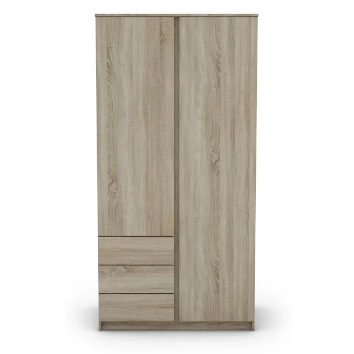 Bergen 2 Door 3 Drawer Wardrobe - Sonoma Oak