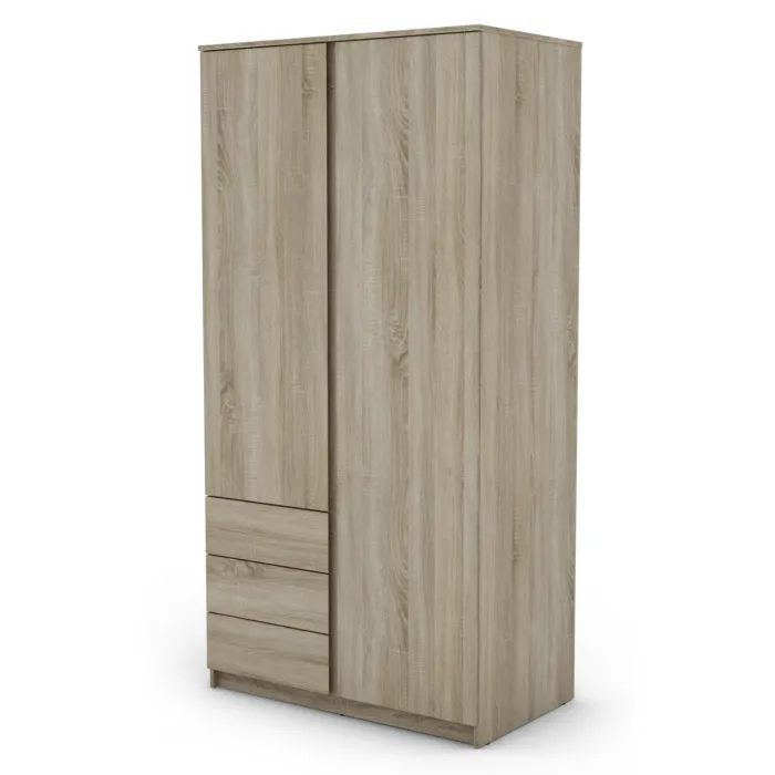 Bergen 2 Door 3 Drawer Wardrobe - Sonoma Oak