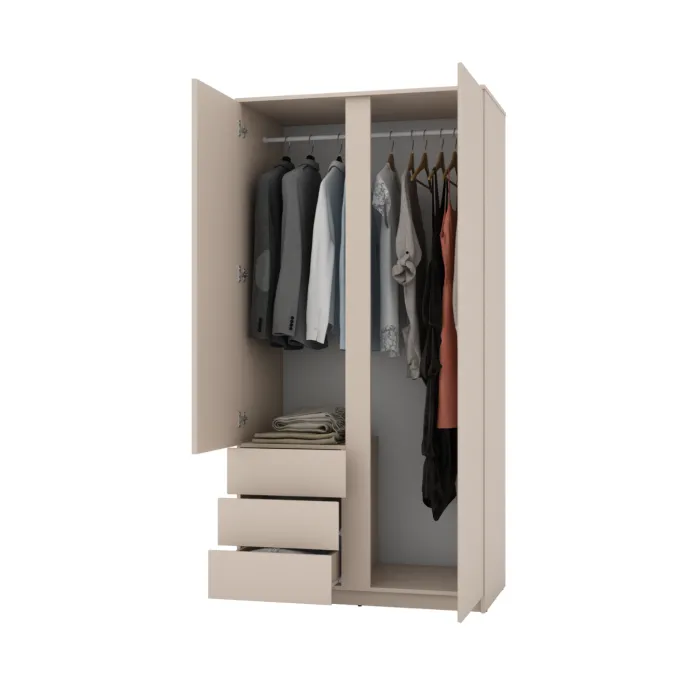 Bergen 2 Door 3 Drawer Wardrobe - Cashmere