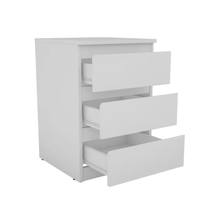 Bergen 3 Drawer Bedside Locker - White