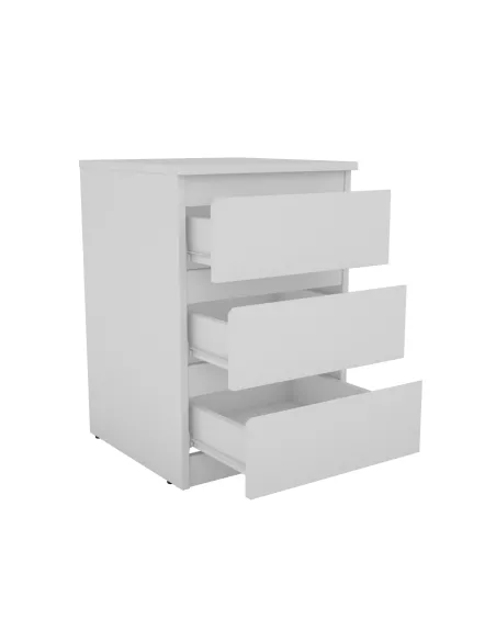 Bergen 3 Drawer Bedside Locker - White