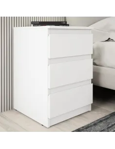 Bergen 3 Drawer Bedside Locker - White