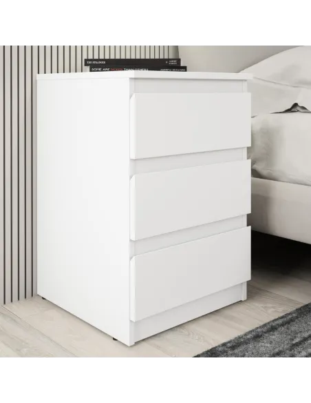 Bergen 3 Drawer Bedside Locker - White