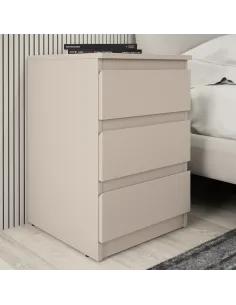 Bergen 3 Drawer Bedside Locker - Cashmere