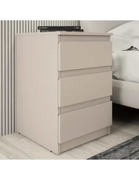Bergen 3 Drawer Bedside Locker - Cashmere