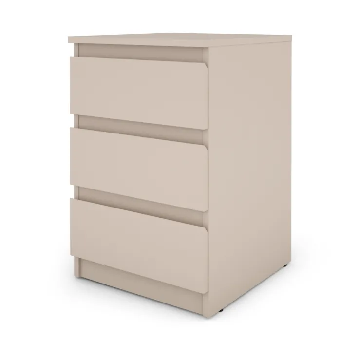 Bergen 3 Drawer Bedside Locker - Cashmere