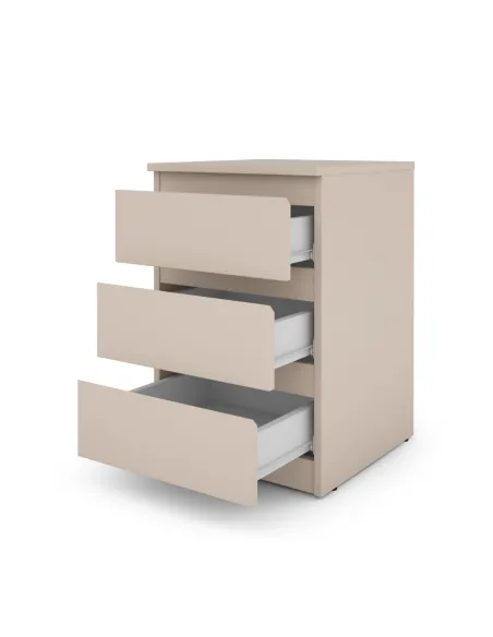 Bergen 3 Drawer Bedside Locker - Cashmere