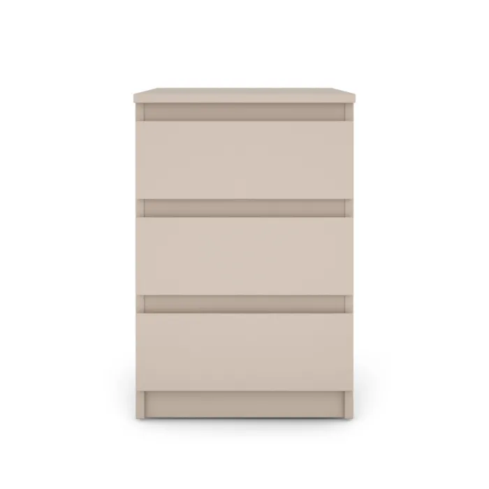 Bergen 3 Drawer Bedside Locker - Cashmere