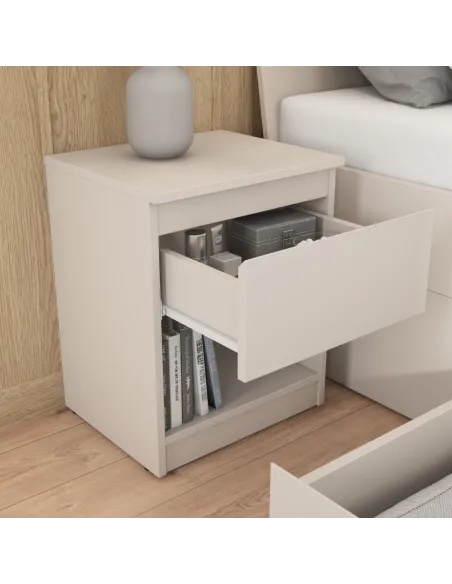 Bergen 1 Drawer Bedside Locker - Cashmere