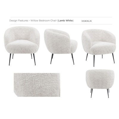 Willow Bedroom Chair - Lamb White