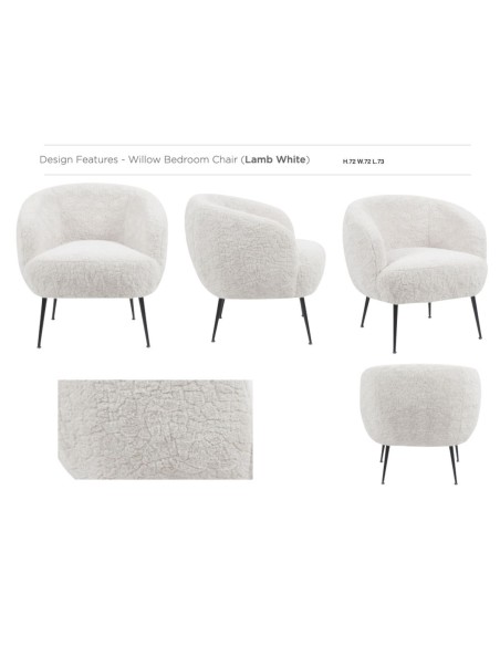 Willow Bedroom Chair - Lamb White