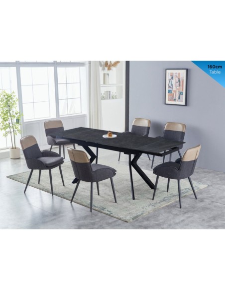 Valantino Extending Dining Table - Dark Grey