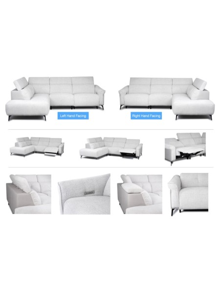 Torino RHF Electric Corner Sofa - Light Grey Fusion