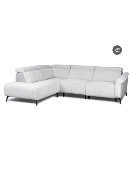 Torino LHF Electric Corner Sofa - Light Grey Fusion