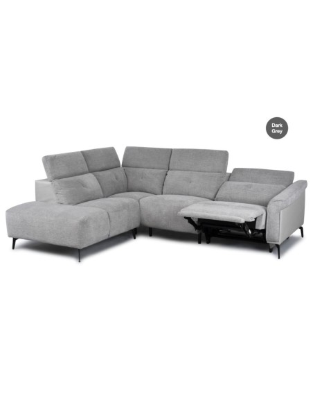 Torino LHF Electric Corner Sofa -  Dark Grey Fusion