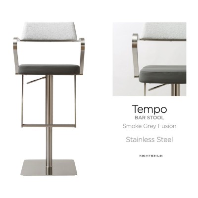 Tempo Barstool - Stainless Steel/Smoke Grey Fusion