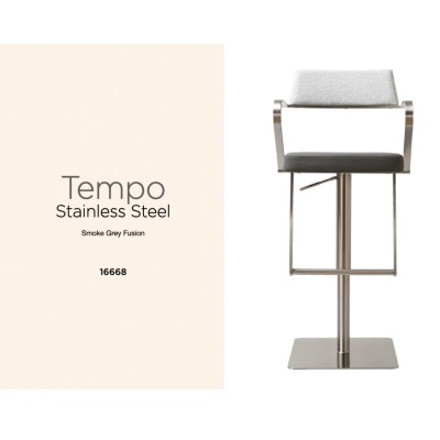 Tempo Barstool - Stainless Steel/Smoke Grey Fusion