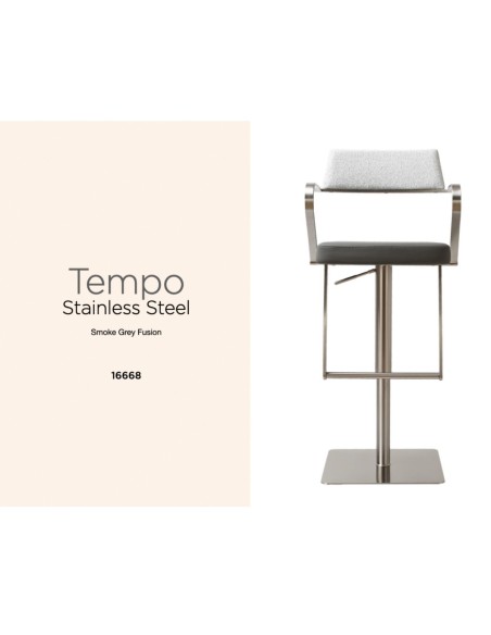 Tempo Barstool - Stainless Steel/Smoke Grey Fusion