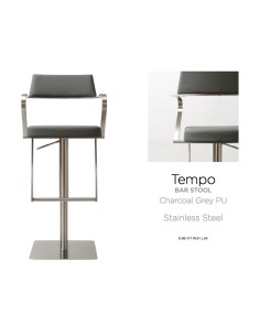 Tempo Barstool - Stainless Steel/Charcoal Grey PU 2