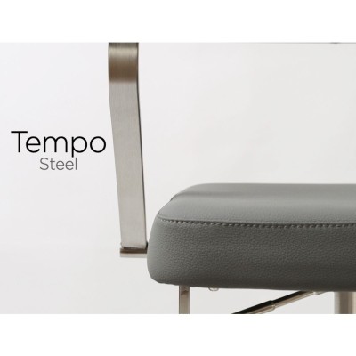 Tempo Barstool - Stainless Steel/Charcoal Grey PU