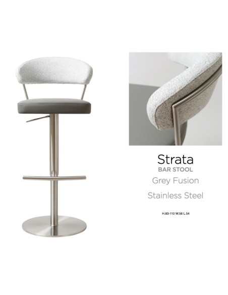 Strata Barstool -Stainless Steel/Steel Grey Fusion