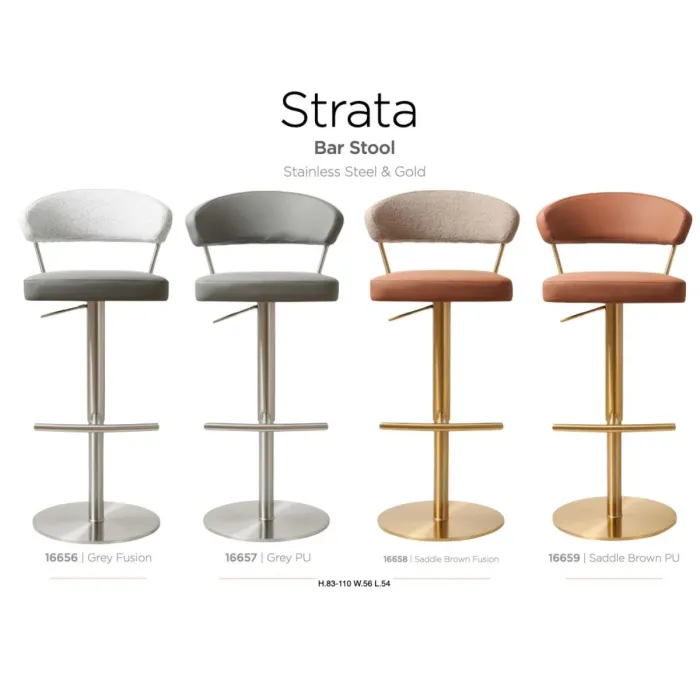 Strata Barstool -Stainless Steel/Steel Grey Fusion