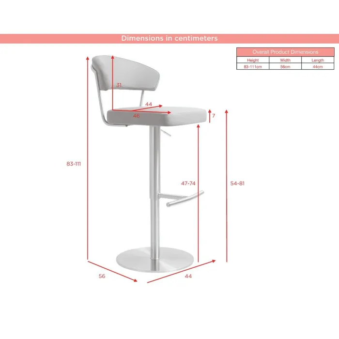 Strata Barstool -Stainless Steel/Steel Grey Fusion