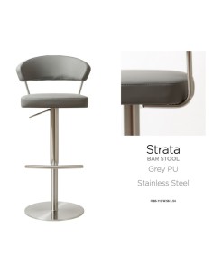 Strata Barstool - Stainless Steel/Steel Grey PU 2