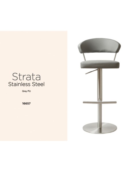 Strata Barstool - Stainless Steel/Steel Grey PU