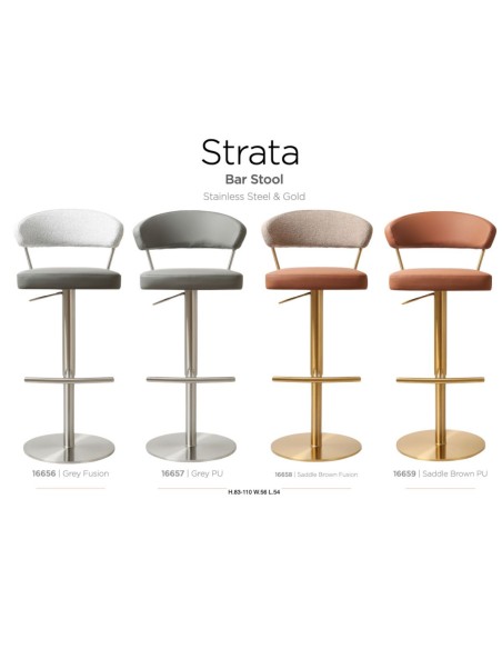 Strata Barstool - Stainless Steel/Steel Grey PU