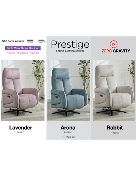 Prestige Fabric Swivel Armchair - Rabbit
