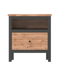 Leela 1 Drawer Bedside Locker - Tacho Oak/Black