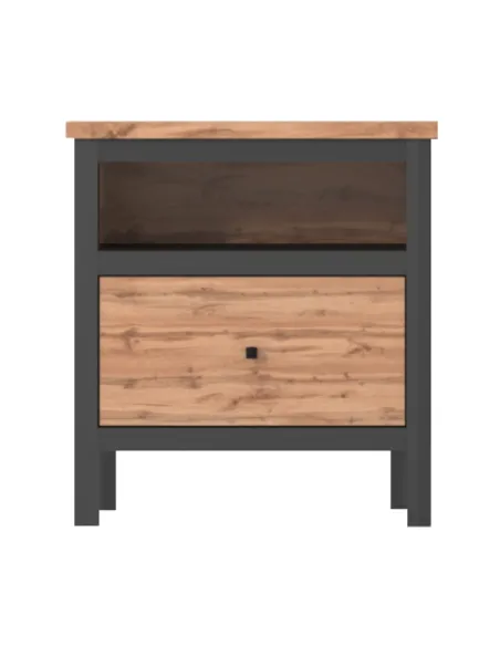 Leela 1 Drawer Bedside Locker - Tacho Oak/Black