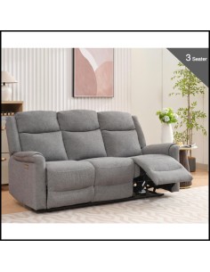 Lexus 3 Seater Electric Sofa - Grey