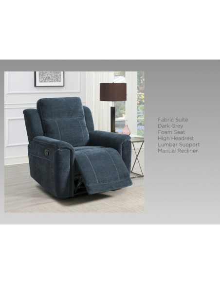 Somerton 3+1+1 Sofa Set -Dark Grey