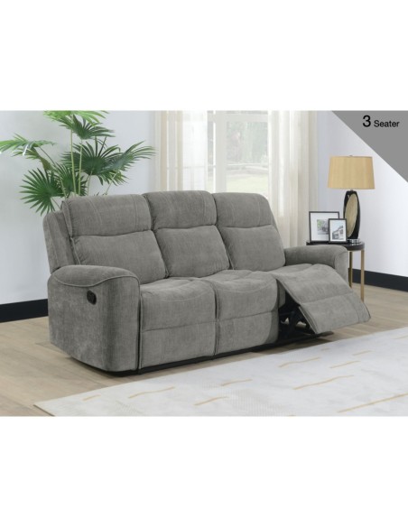 Sandhurst 3 Seater Recliner Sofa - Light Grey